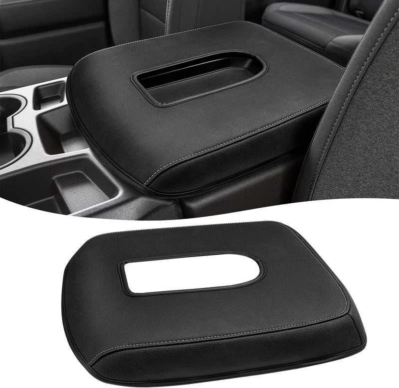 Eaglecover Center Console Cover for 2019-2026 Chevy Silverado & GMC Sierra 1500 2500 3500 HD Accessories, 40/20/40 Jump Seat, Vinyl Leather Arm Rest Protector, Anti-Scratch, Black Gray Stitching - Image 1